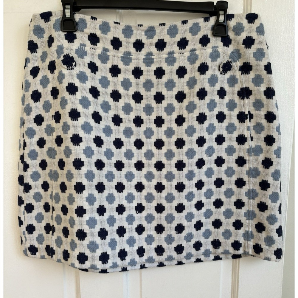 Boden‎ Womens Blue Geometric Textured Cotton Mini A-Line Skirt WG618 Size 10R